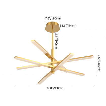 HMR - 8-Light Gold Modern Chandelier Dimmable LED Remote Control Variable Shape Pendant Lights
