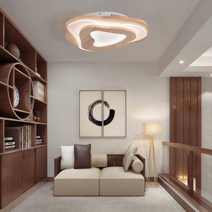 HMR - Nordic Oak Wood Flush Mount LED Irregular Shape Ceiling Light