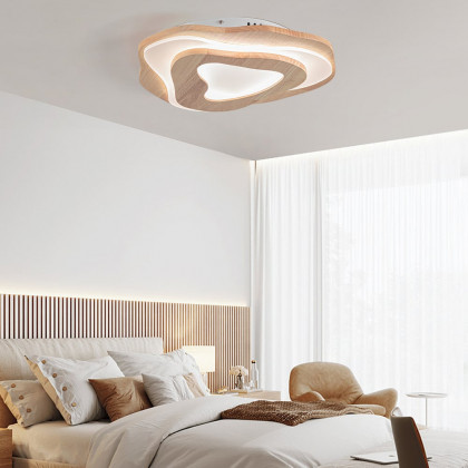 HMR - Nordic Oak Wood Flush Mount LED Irregular Shape Ceiling Light
