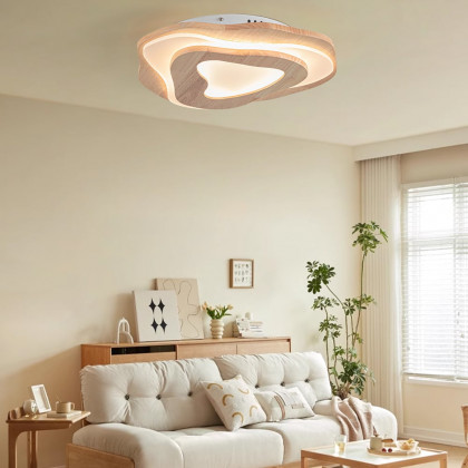 HMR - Nordic Oak Wood Flush Mount LED Irregular Shape Ceiling Light