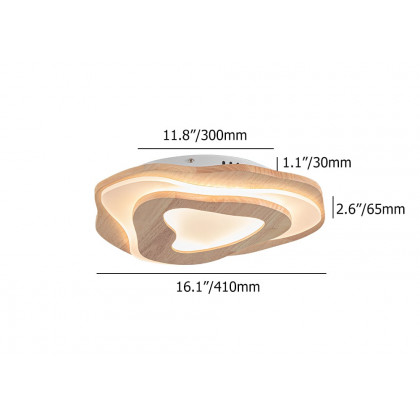 HMR - Nordic Oak Wood Flush Mount LED Irregular Shape Ceiling Light