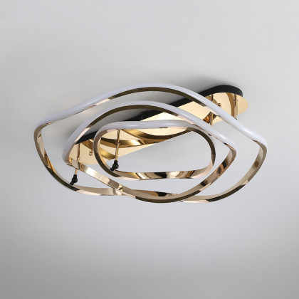 HMR - Modern Gold LED Geometric Semi Flush Mount Light Wavy Design Metal