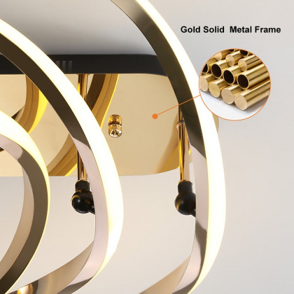 HMR - Modern Gold LED Geometric Semi Flush Mount Light Wavy Design Metal