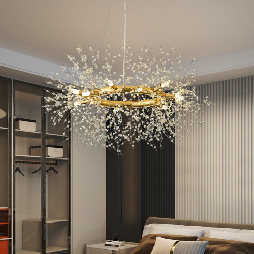 HMR - Mid Century Modern 12-Light Crystal Firework Sputnik Chandelier Pendant Ceiling Light