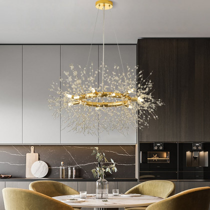 HMR - Mid Century Modern 12-Light Crystal Firework Sputnik Chandelier Pendant Ceiling Light