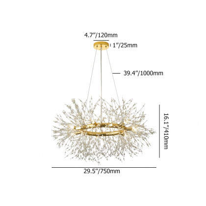 HMR - Mid Century Modern 12-Light Crystal Firework Sputnik Chandelier Pendant Ceiling Light