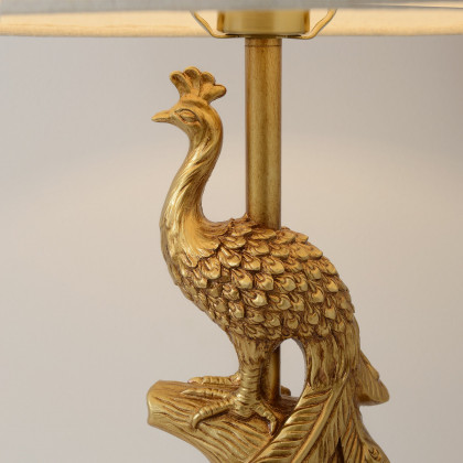 HMR - Mid Century Modern Golden Resin Peacock Table Lamp