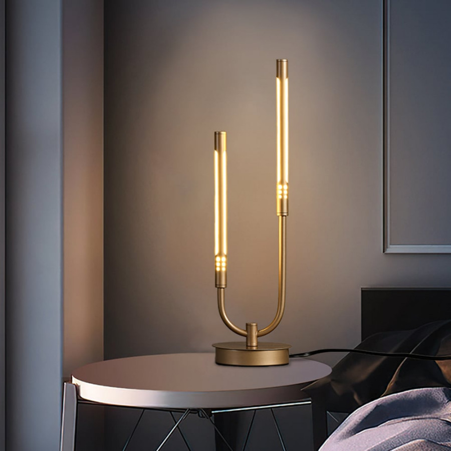HMR - Gold Candle-Stick Table Lamp Built-in LED Modern Portable Desk Lamp