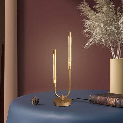 HMR - Gold Candle-Stick Table Lamp Built-in LED Modern Portable Desk Lamp