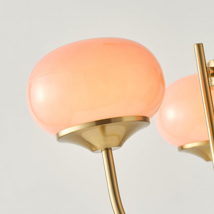 HMR - 3-Light Modern Gold Chandelier Pendant Light with Pink Glass Globe Lamp Shade Decor