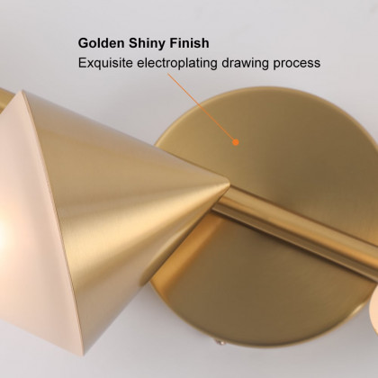 HMR - 5-Light Modern Gold Bathroom Vanity LED Wall Light Fixtures with White Shade