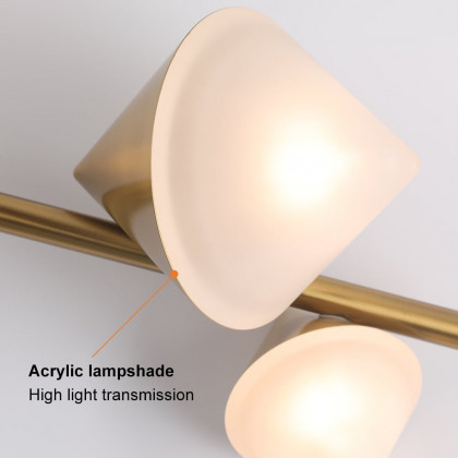 HMR - 5-Light Modern Gold Bathroom Vanity LED Wall Light Fixtures with White Shade
