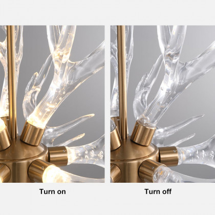 HMR - 9-Light Resin Deer Horn Antler Ceiling Chandelier Lighting in Gold