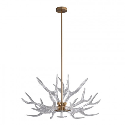 HMR - 9-Light Resin Deer Horn Antler Ceiling Chandelier Lighting in Gold