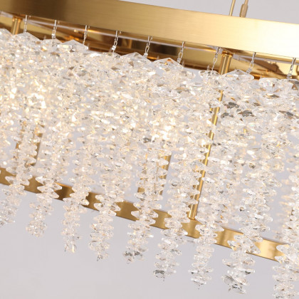 HMR - 4-Light Modern Rectangle Crystal Chandelier Gold Pendant Light Kitchen Dining Room