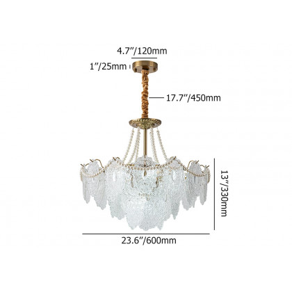 HMR - Art Deco 9-Light Tiered Glass Gold Chandelier Pearl Pendant Ceiling Light for Livingroom