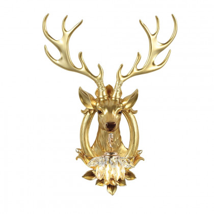 HMR - Europen Retro Gold Deer Resin Wall Sconce 1-Light Indoor Wall Mount Light