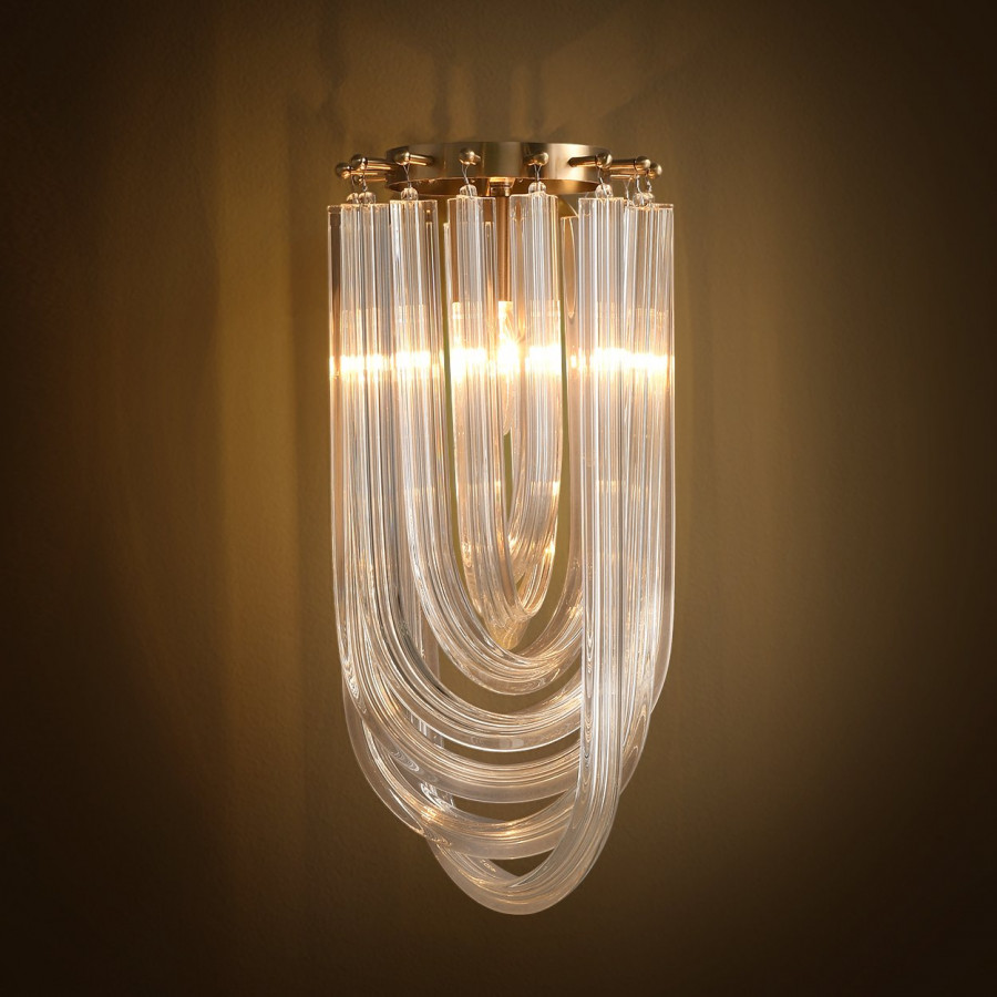 HMR - Modern Luxury Tiered Clear Glass1-Light Gold & Brass Wall Lighting