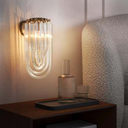 HMR - Modern Luxury Tiered Clear Glass1-Light Gold & Brass Wall Lighting