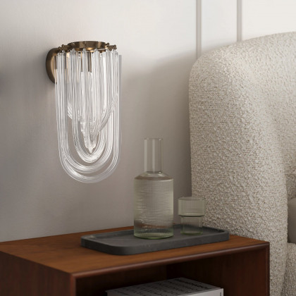 HMR - Modern Luxury Tiered Clear Glass1-Light Gold & Brass Wall Lighting