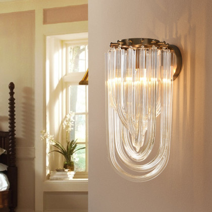 HMR - Modern Luxury Tiered Clear Glass1-Light Gold & Brass Wall Lighting