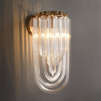 HMR - Modern Luxury Tiered Clear Glass1-Light Gold & Brass Wall Lighting