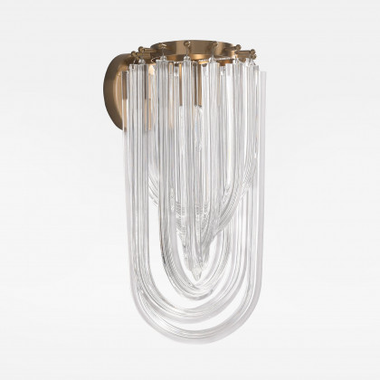 HMR - Modern Luxury Tiered Clear Glass1-Light Gold & Brass Wall Lighting