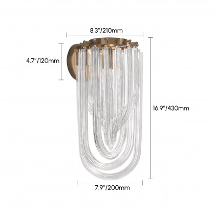 HMR - Modern Luxury Tiered Clear Glass1-Light Gold & Brass Wall Lighting