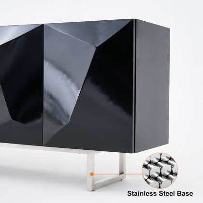 HMR 71" Modern Wood Sideboard and Buffets with 4 Doors Adjustable Shelves - Black