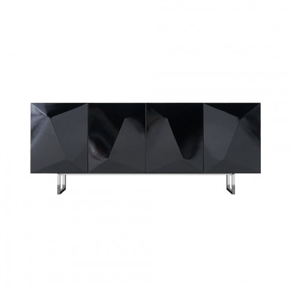 HMR 71" Modern Wood Sideboard and Buffets with 4 Doors Adjustable Shelves - Black