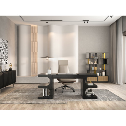 HMR 71" Modern Wood Sideboard and Buffets with 4 Doors Adjustable Shelves - Black