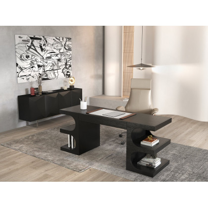 HMR 71" Modern Wood Sideboard and Buffets with 4 Doors Adjustable Shelves - Black