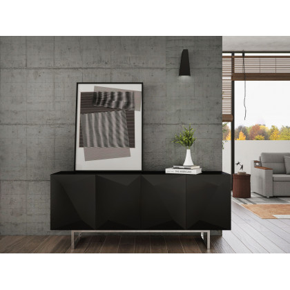 HMR 71" Modern Wood Sideboard and Buffets with 4 Doors Adjustable Shelves - Black