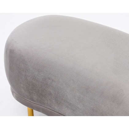HMR Modern Curved Bench with Velvet Upholstered - Gray