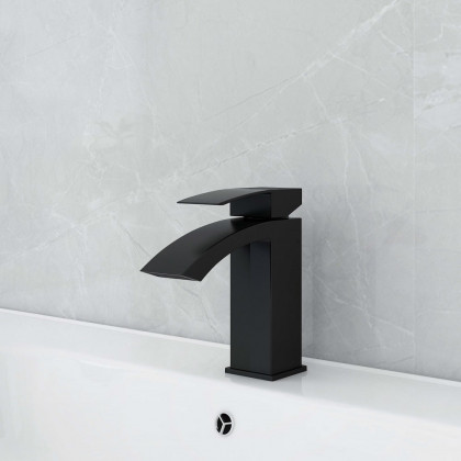 HMR Single Hole Deck Mounted Bathroom Sink Faucet - Black
