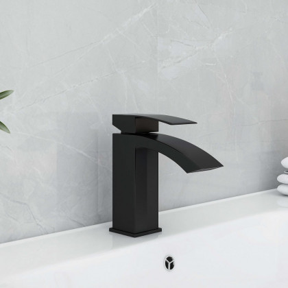 HMR Single Hole Deck Mounted Bathroom Sink Faucet - Black