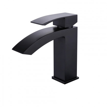 HMR Single Hole Deck Mounted Bathroom Sink Faucet - Black