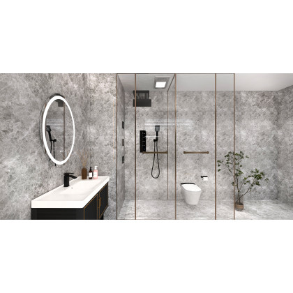 HMR Single Hole Deck Mounted Bathroom Sink Faucet - Black