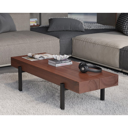 HMR - 39" Rustic Rectangular Narrow Coffee Table Wood Top for Small Space