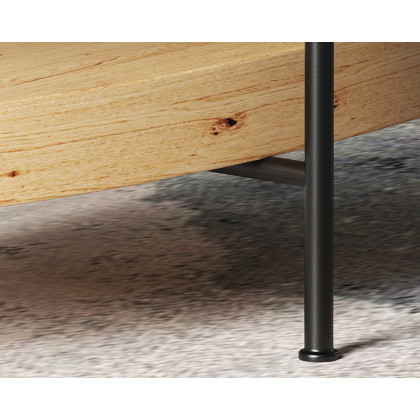 HMR Modern Oval Coffee Table with Storage Shelf - Black/Natural