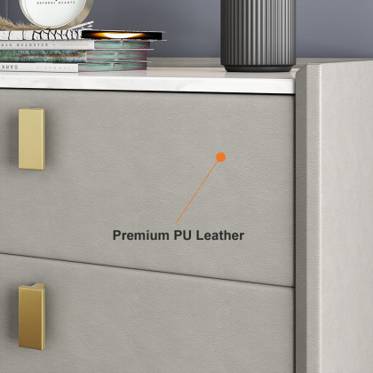 HMR Modern 2-Drawer Nightstand - Light Gray, Leather