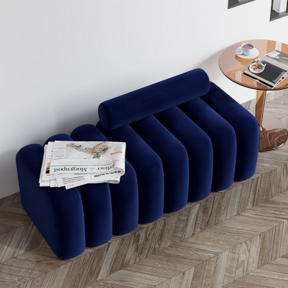 HMR - Modern Line Tufted Entryway Bench Upholstered Bench with Round Back