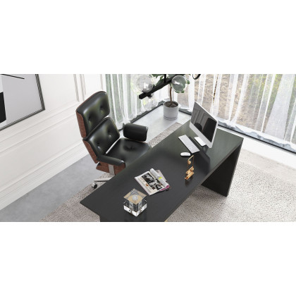 HMR Cabstract Series Modern 63" Office Desk with Drawer - Black/Gold