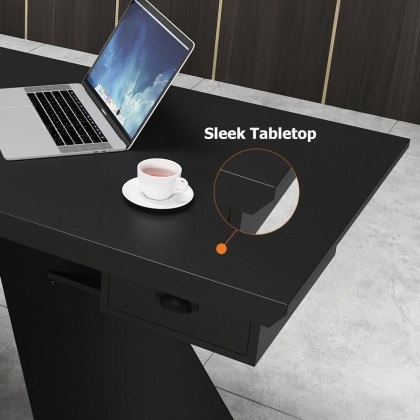 HMR Cabstract Series Modern 71" Office Desk with Drawer - Black