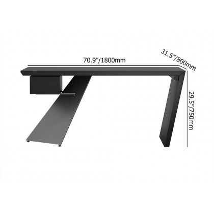 HMR Cabstract Series Modern 71" Office Desk with Drawer - Black