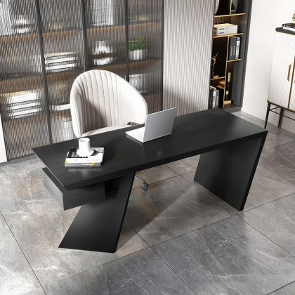HMR Cabstract Series Modern 63" Office Desk with Drawer - Black