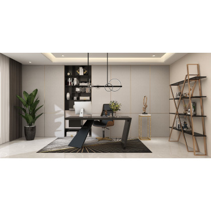 HMR Cabstract Series Modern 63" Office Desk with Drawer - Black