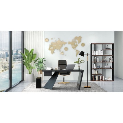 HMR Cabstract Series Modern 63" Office Desk with Drawer - Black