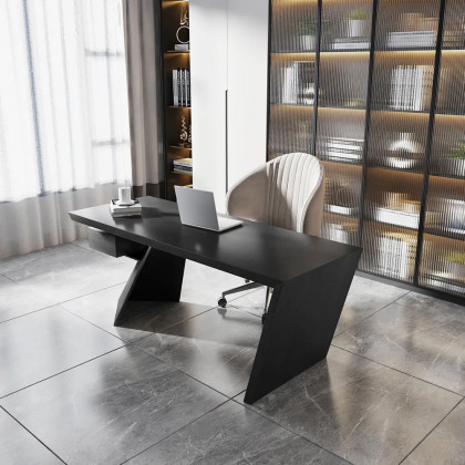 HMR Cabstract Series Modern 63" Office Desk with Drawer - Black
