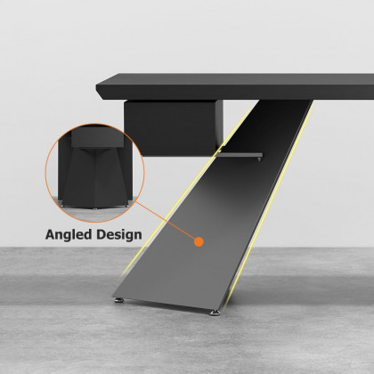 HMR Cabstract Series Modern 63" Office Desk with Drawer - Black